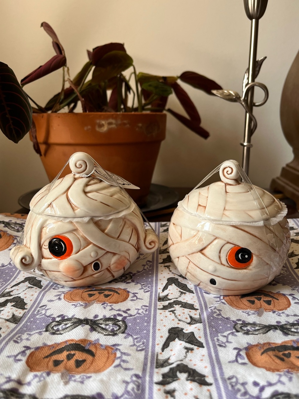 Johanna Parker Mummy Lidded Jar Bowl Canister Set Vintage Inspired Halloween 🕸️